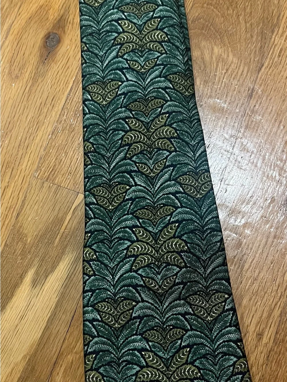 Salvatore Ferragamo Teal and Gold Jacquard Pattern Tie